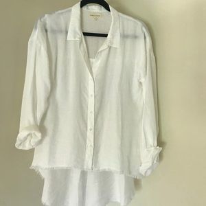 White Cloth and Stone Fringe shirt Sz Small